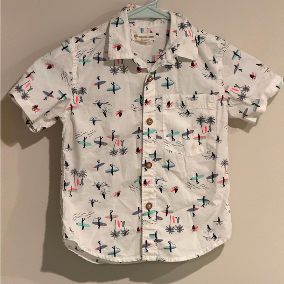 Tucker + Tate Other - Tucker + Tate Boys White Short Sleeve Button-Down Shirt - Surfers